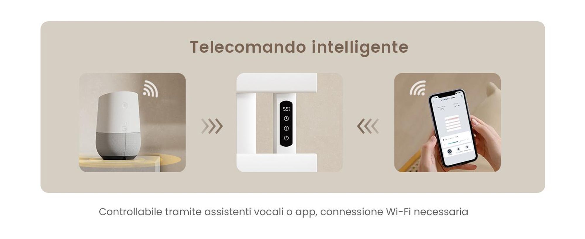 EMKE Scaldasalviette elettrico 1000X500mm 320W bianco attacco a destra, intelligente WiFi App, touch LCD, Timer 1-9H, IPX5