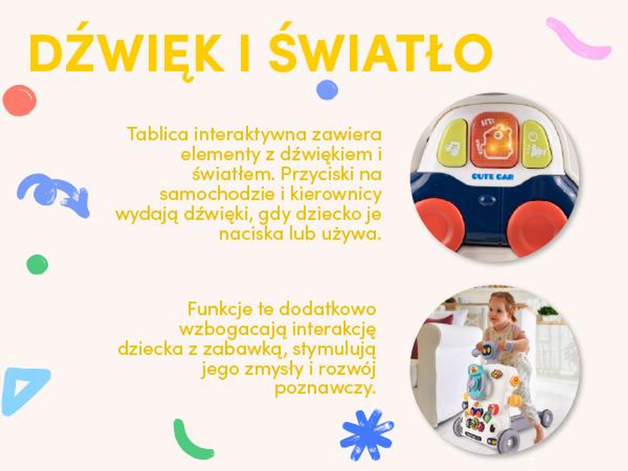 Chodzik pchacz edukacyjny Stolik  z kierownicą i hulajnogą