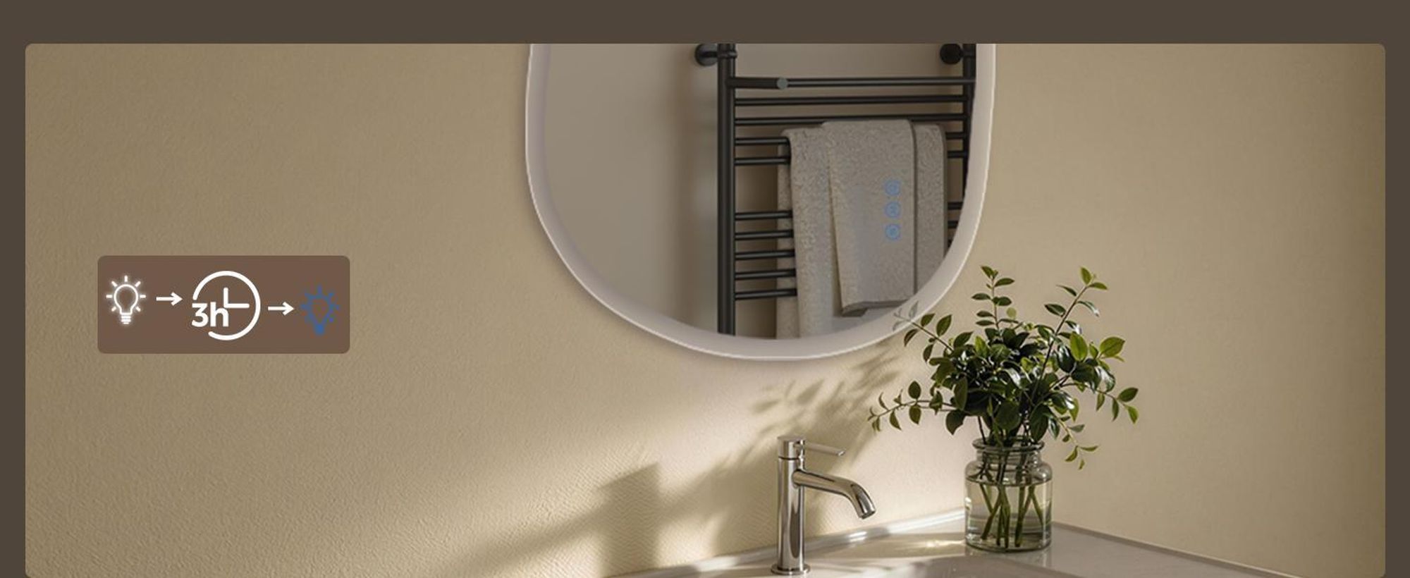 Specchio da bagno illuminato S'AFIELINA, 60x80 cm, specchio LED asimmetrico, senza cornice, 3 tonalità di luce, dimmerabile, antiappannamento, funzione di memoria