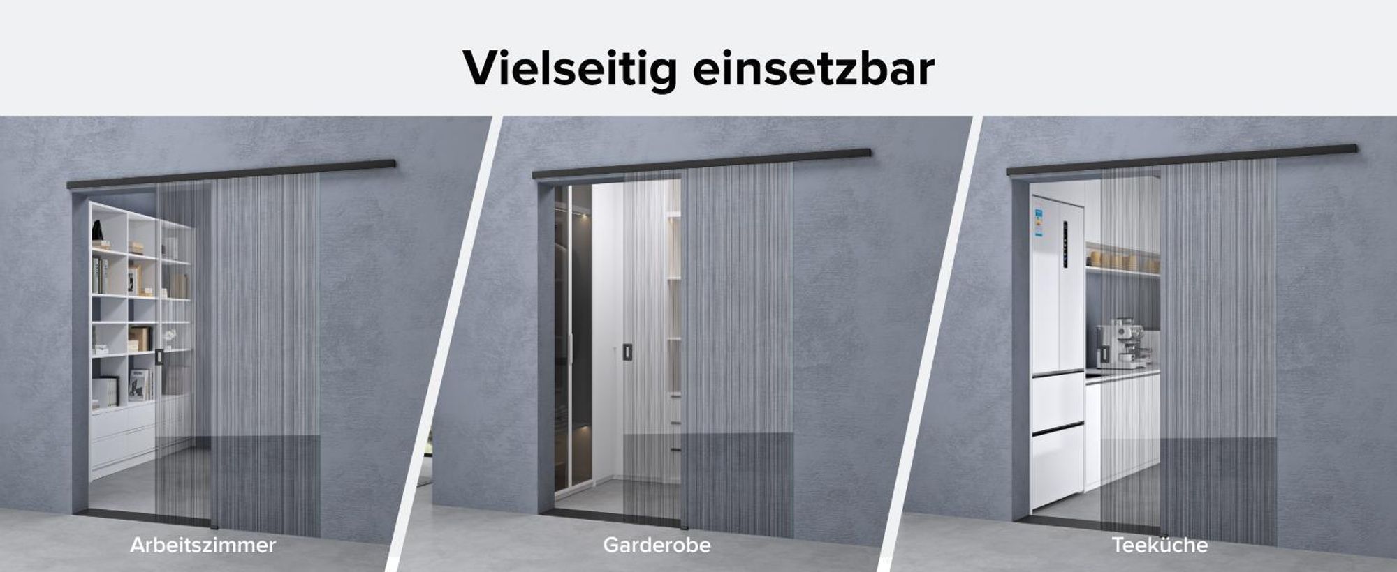 doporro Glasschiebetür Komplettset Softclose 90 x 205 cm Schiebetür mit Sicherheitsfolie 8mm ESG-Sicherheitsglas Zimmertür Glas Schwarz gebürstet Muranino-001