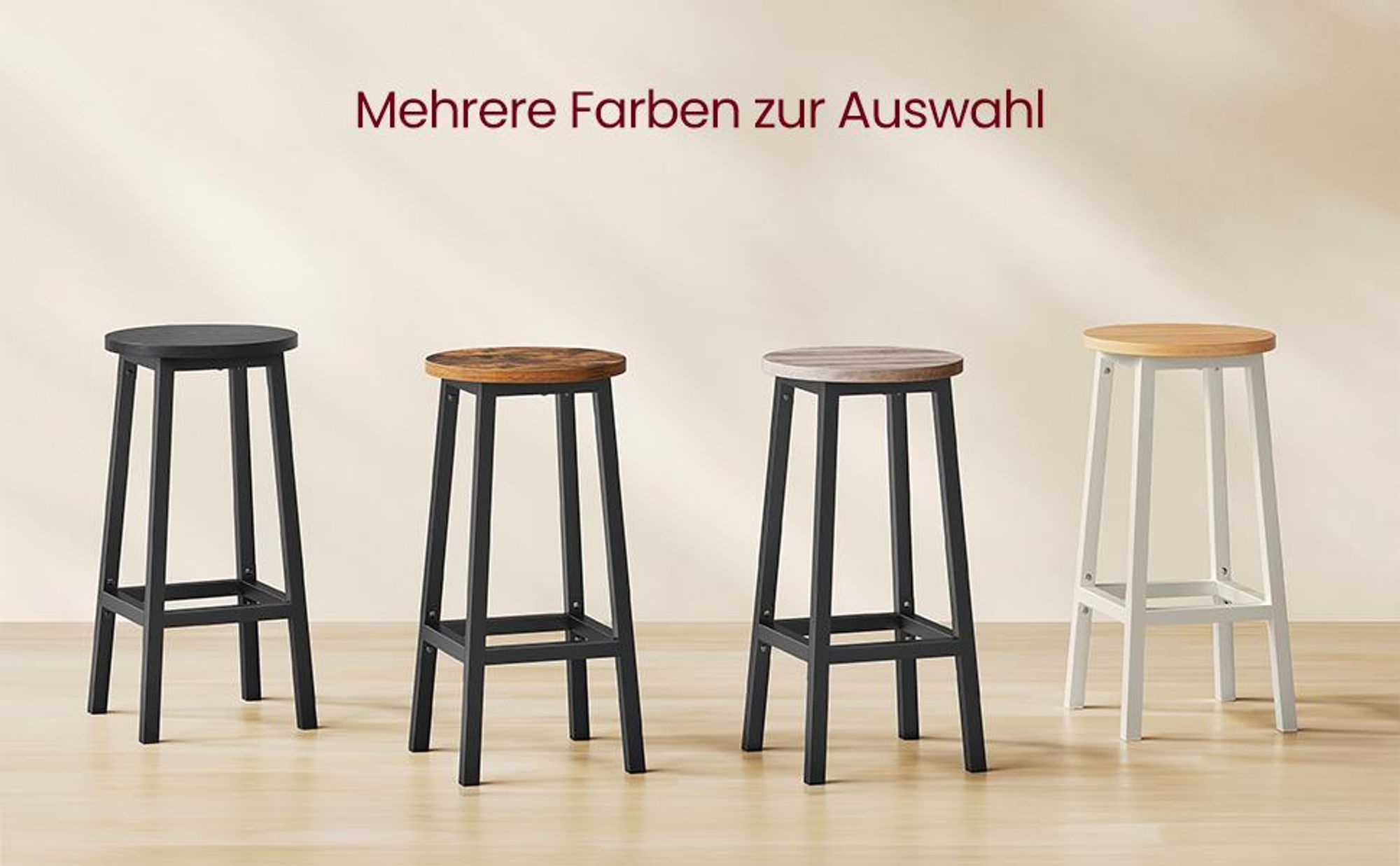 VASAGLE Barhocker Barstühle (Set, 2 St., 2er), bis 100kg belastbar, 32x32x65cm, CBL32