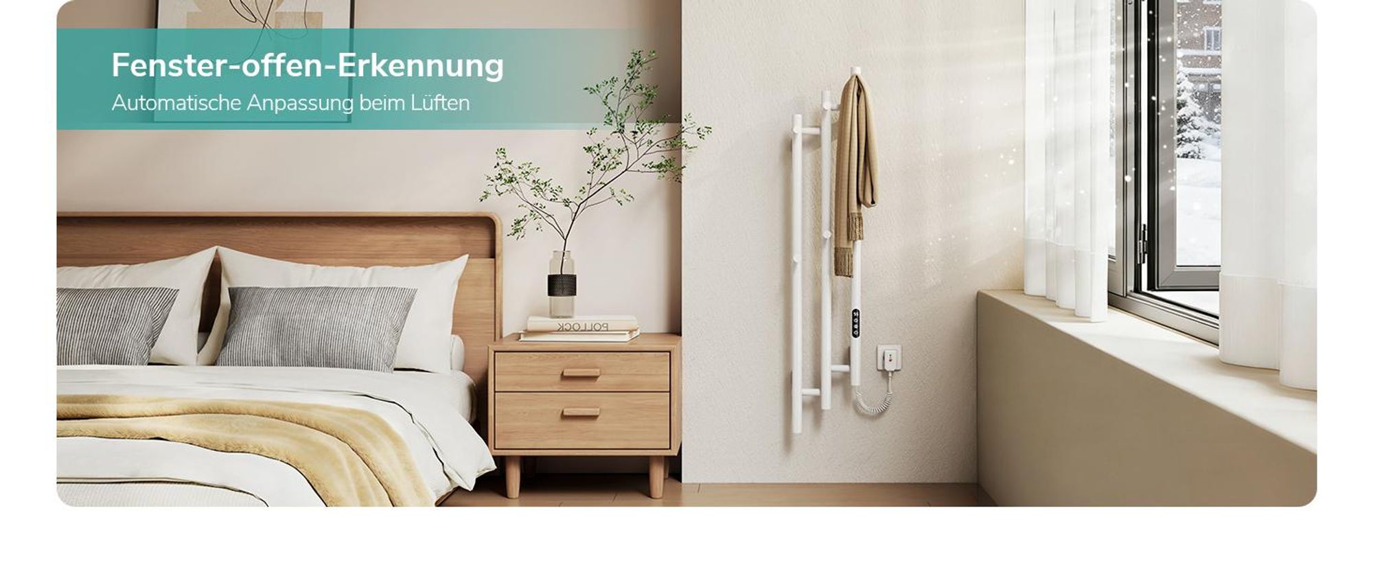 EMKE Elektrischer Handtuchheizkörper WLAN-App Steuerung mit Wochenprogramm LED Touchscreen Kompakt 3-Rohr Handtuchtrockner 115x21,6cm 220W Weiß