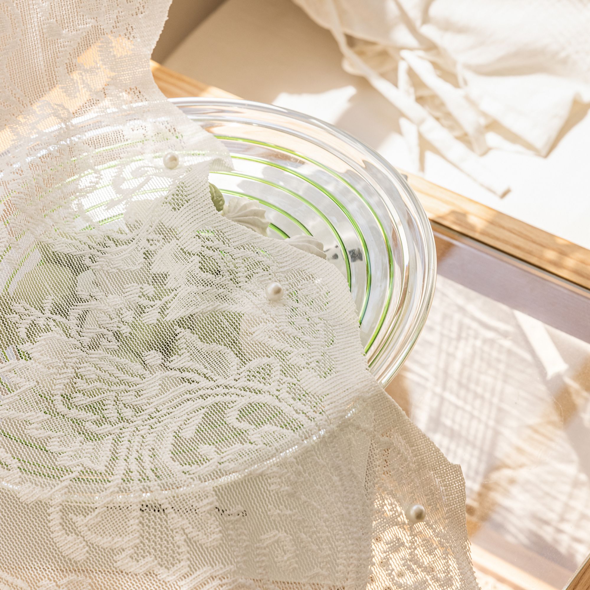 2er Set Gardine Türvorhang mit Perlen Stangendurchzug, Gardine Spitze Halbtransparent Blumenmuster Store Restaurant Wohnzimmer Schlafzimmer 140x250cm