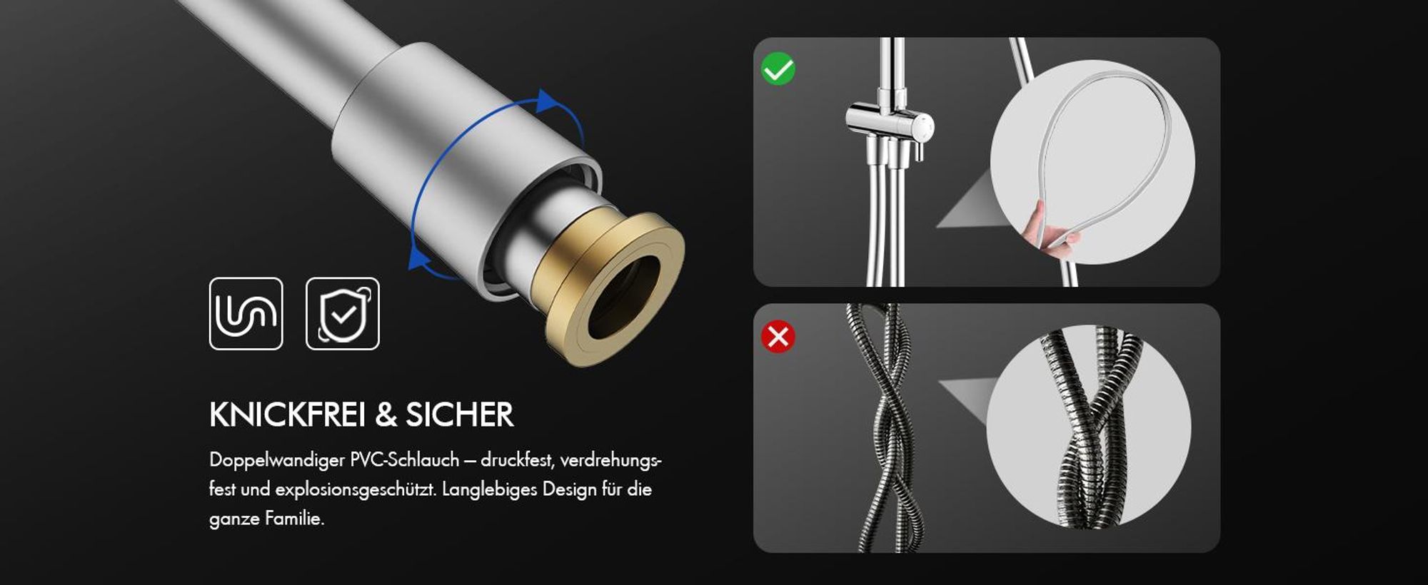 Homelody Duschsystem ohne Armatur, Duschset Duschsäule mit SUS 304 Edelstahl 30cm kopfbrause & Handbrause Rund, 3 Strahlarten, Chrom