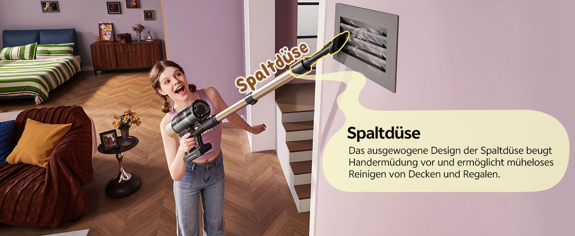 Ultenic UL15P Akku Staubsauger,kabelloskabellos,70000PA/65min,6-Filtersystem,8×2200 mAh abnehmbarer Akku,180°-Reinigung/Selbststehend