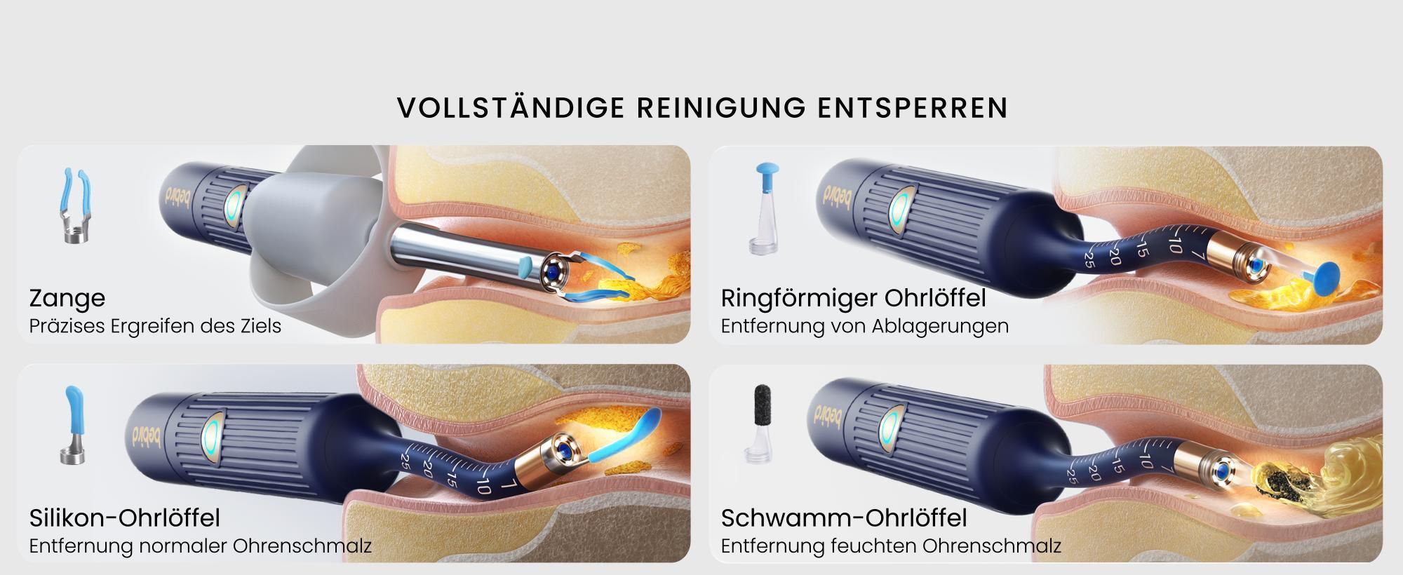Bebird Ohrenschmalz Entferner Otoskop, 1920P HD Flexibler Ohrenreiniger Kamera, Ohrreiniger Kamera mit Pinzette, OhrKamera für Ohren/Nasen/Hals Kinder