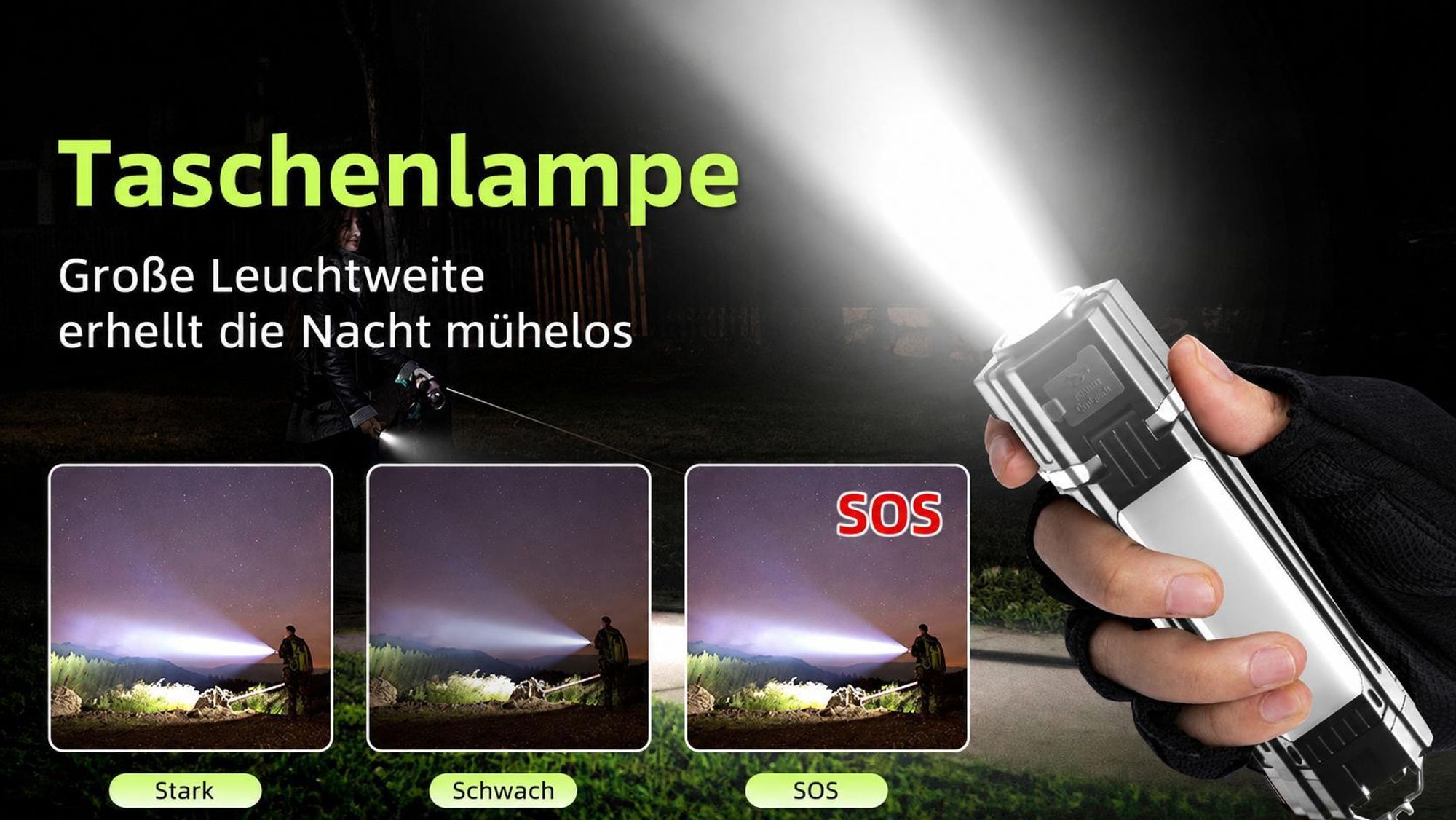 LED-Tragbare-Campingleuchte, 90-Grad-Drehung,3000mAh Campinglampen, wiederaufladbare Taschenlampe, faltbare Zeltleuchte, geeignet für Camping-Notfälle