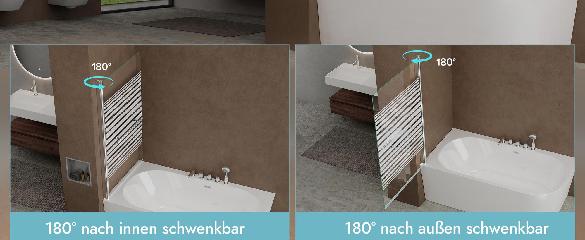 doporro Duschwand für Badewanne Badewannenaufsatz 90x140cm Duschabtrennung 6mm ESG-Sicherheitsglas teilsatiniert inkl. NANO Badewannenfaltwand