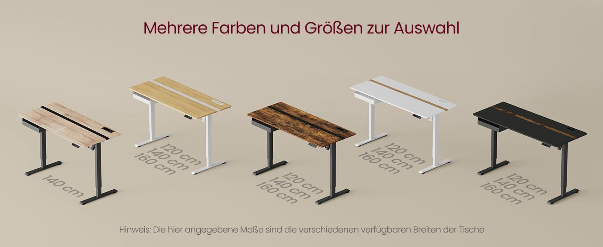 VASAGLE Höhenverstellbarer Schreibtisch elektrisch, mit Steckdose und Schublade, 60 x 120 cm Memory-Funktion, weiß