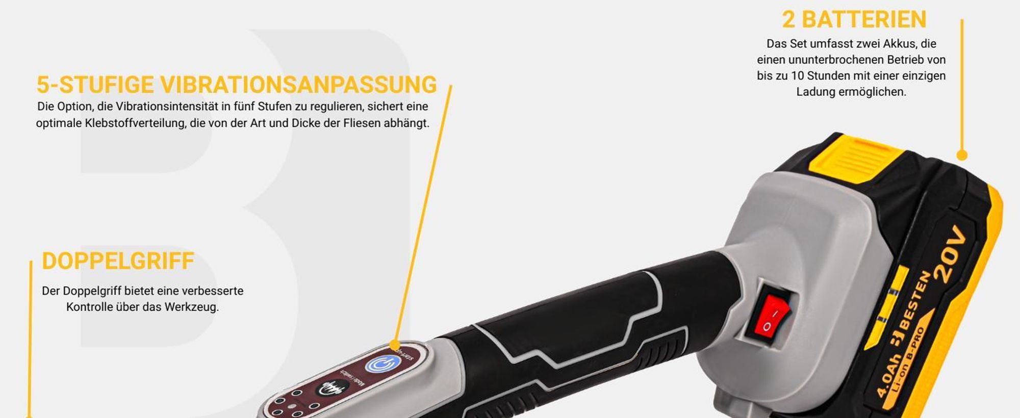 Besten Vibrierender Saugnapf Zum Verlegen Von Fliesen Vibrator Zum Nivellieren 2Xzubehör