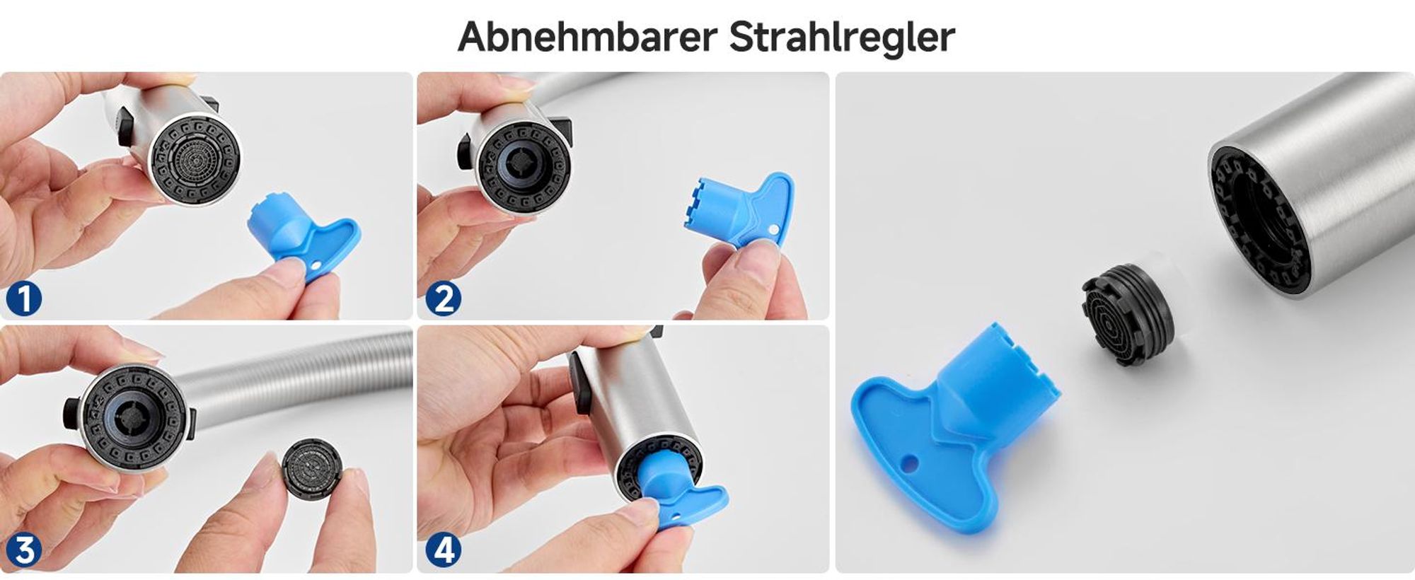 Küchenarmatur Gebürstet Spiralfeder Magnetisch, Wasserhahn Küche Hochdruck Profi Cecipa MAX Wasserhahn für Spülbecken mit Stabilisator, Mischbatterie