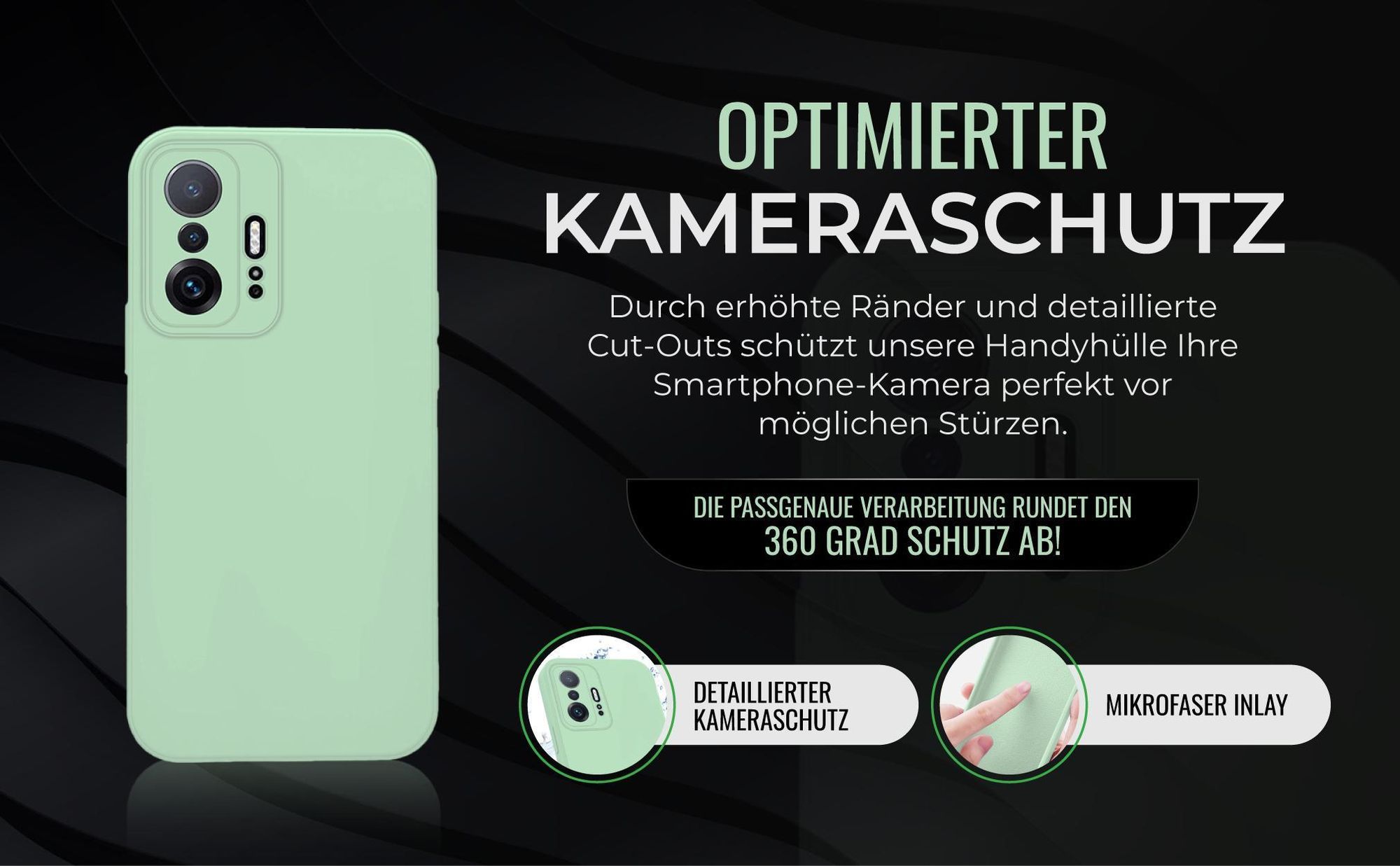 Handyhülle in Türkis für Xiaomi 11T / 11T Pro in detailliertem Kamera Cutout