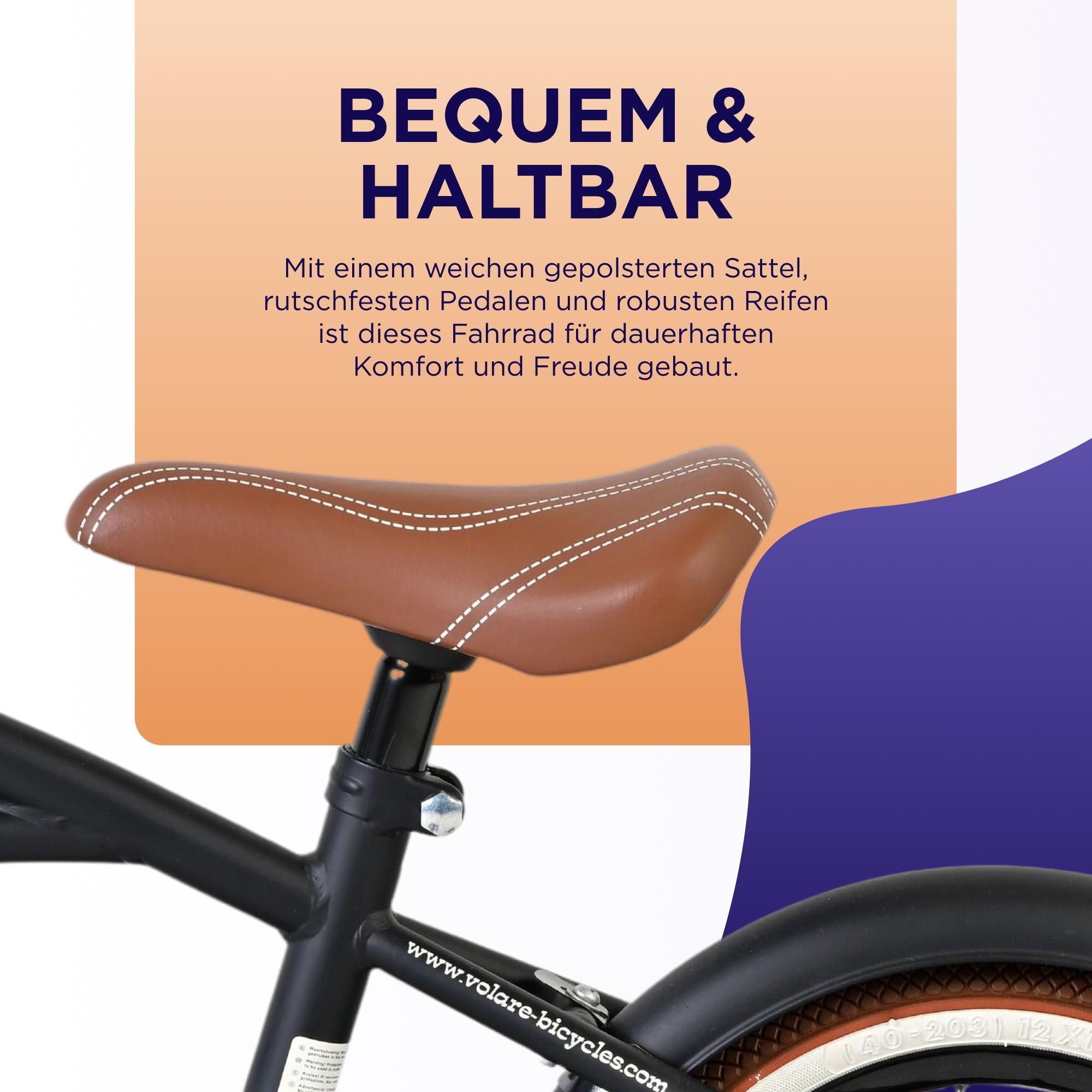 Volare Black Cruiser Kinderfahrrad - Jungen - 16 Zoll - Schwarz