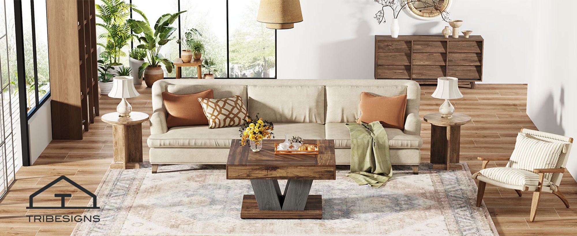 Tribesigns Quadratischer Couchtisch, Holz-Couchtisch für Wohnzimmer, 80 cm, moderner Mitteltisch, Cocktail-Teetisch, Akzenttisch, Braun und Schwarz