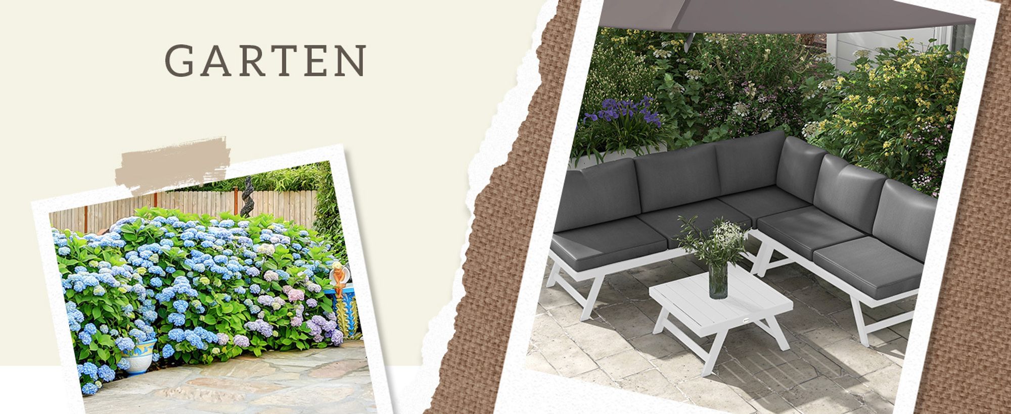 Outsunny 4tlg. Gartenmöbel-Set Balkonmöbel-Set mit Ecksofa Zweisitzer Couchtisch