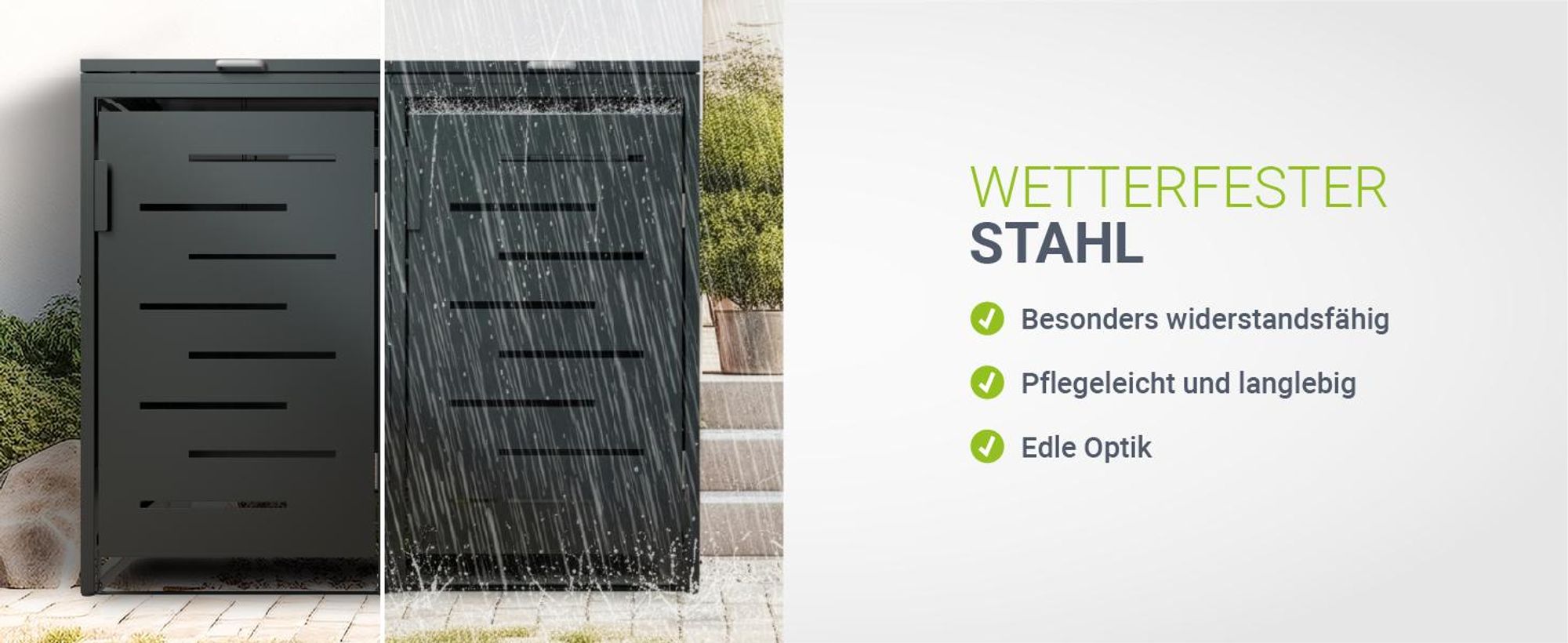 Juskys Mülltonnenbox Arel 2er - Metall Gartenbox - Anthrazit
