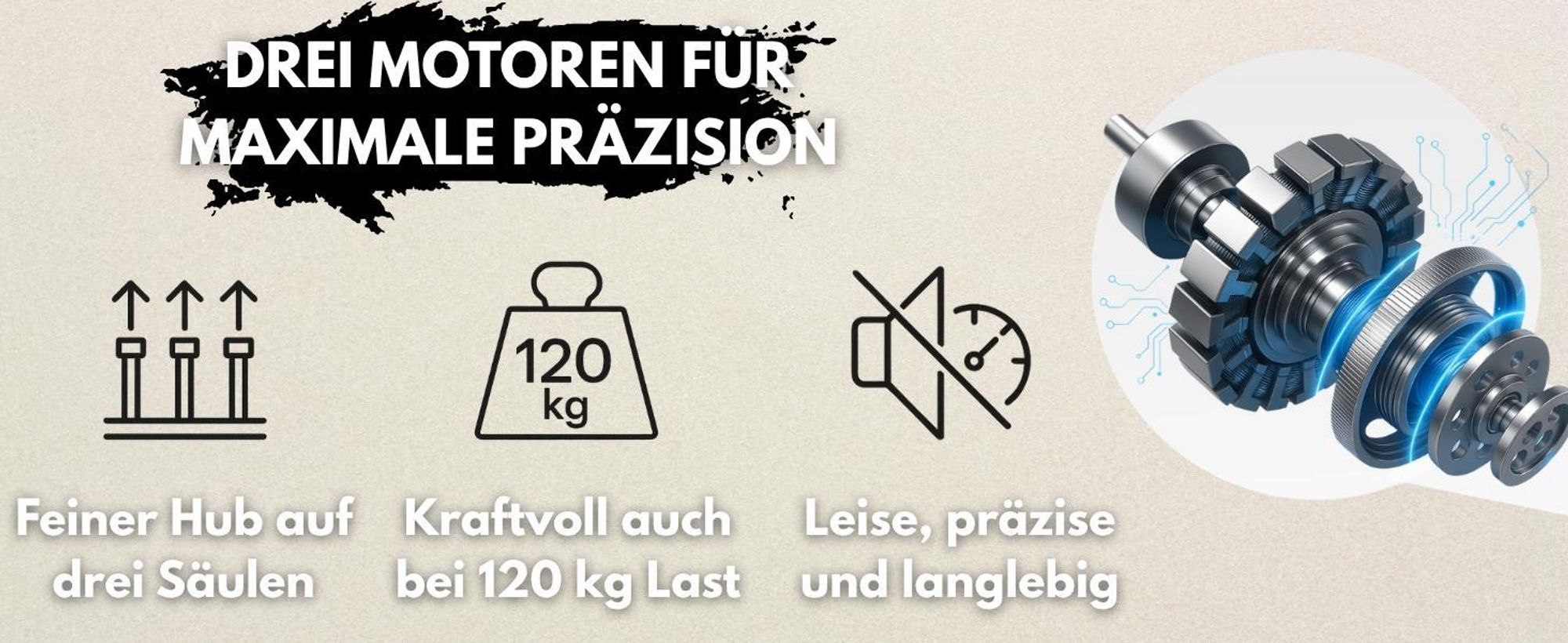 Albatros höhenverstellbares Schreibtisch Tischgestell elektrisch | LIFT S5 Schwarz | Gestell, Tischbeine, Tischfüße Metall | Display | 120Kg belastbar