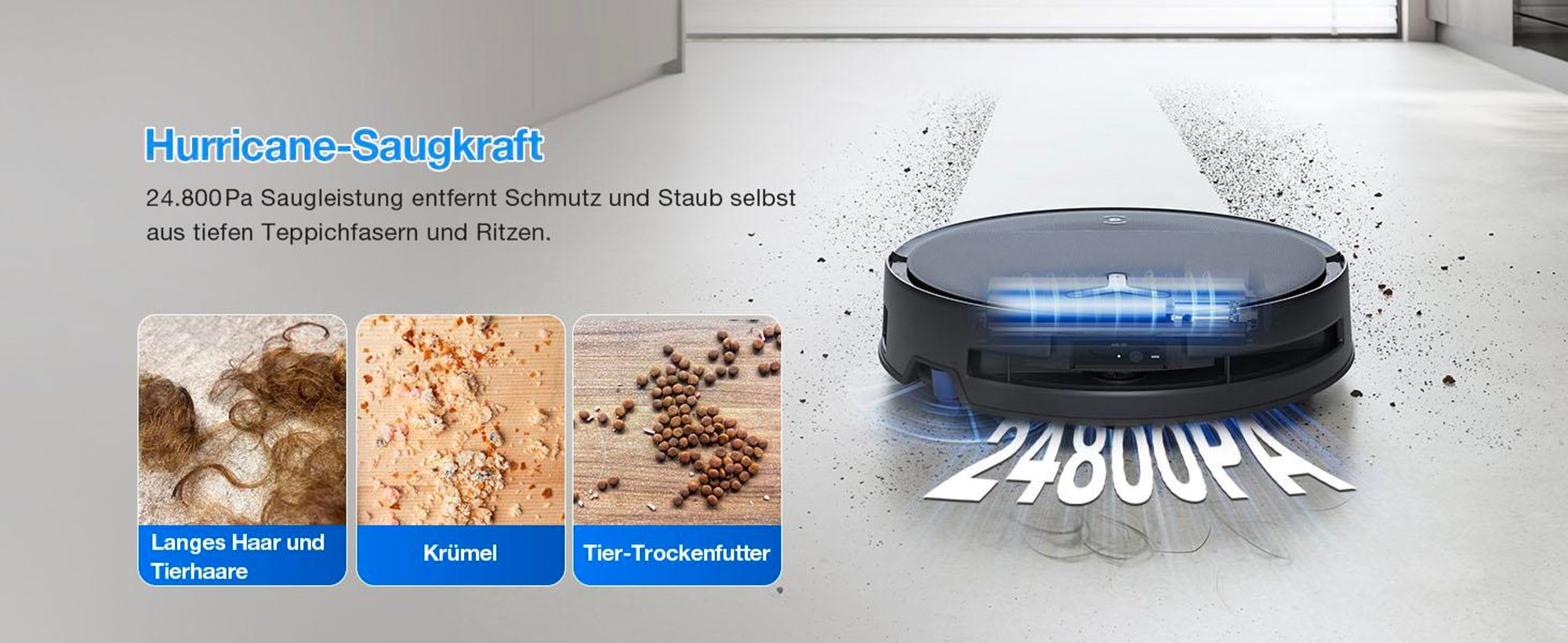 ECOVACS DEEBOT T80S Omni 24.800 Pa Saugroboter mit 2pcs Original-Reinigungslösung, Staubsauger Roboter mit Wischfunktion, Heißlufttrocknung, Schwarz