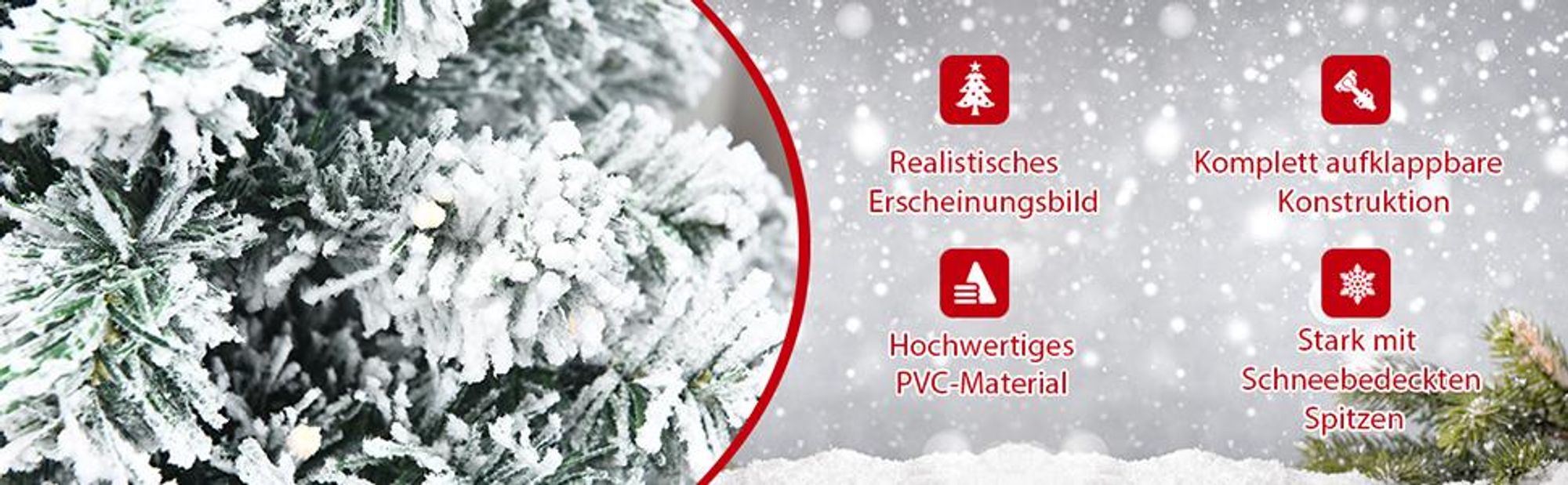 COSTWAY Künstlicher Weihnachtsbaum 230cm, Tannenbaum 1346 PVC-Nadeln mit Schnee, 550 warmweißen LEDs & Metallständer, Christbaum Kunstbaum Weihnachten