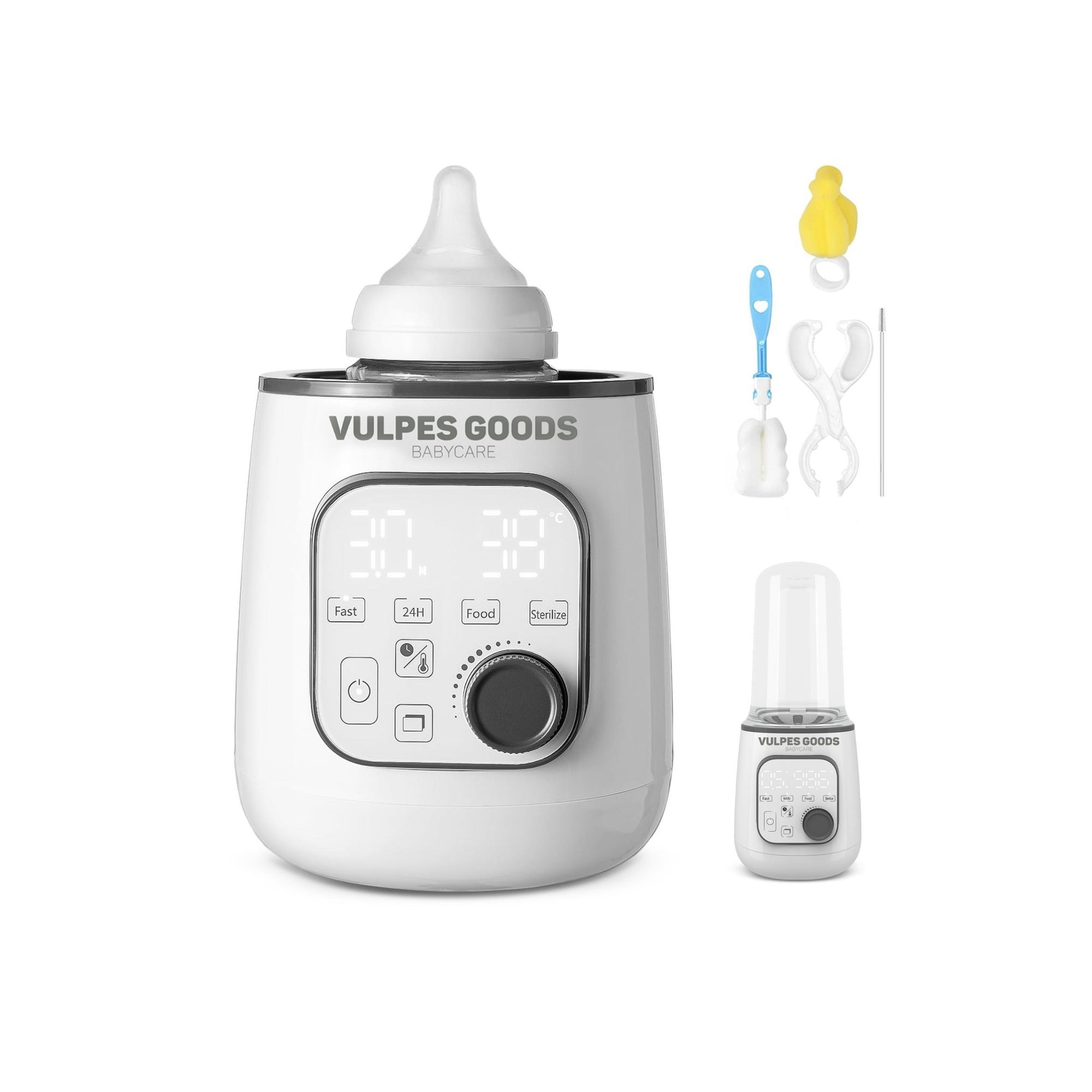 Vulpes Goods Flaschenwärmer, Baby Fläschchenwärmer, Babykostwärmer, 10in1, Babyflaschen-Sterilisator, Warmhalten, mit LCD-Display