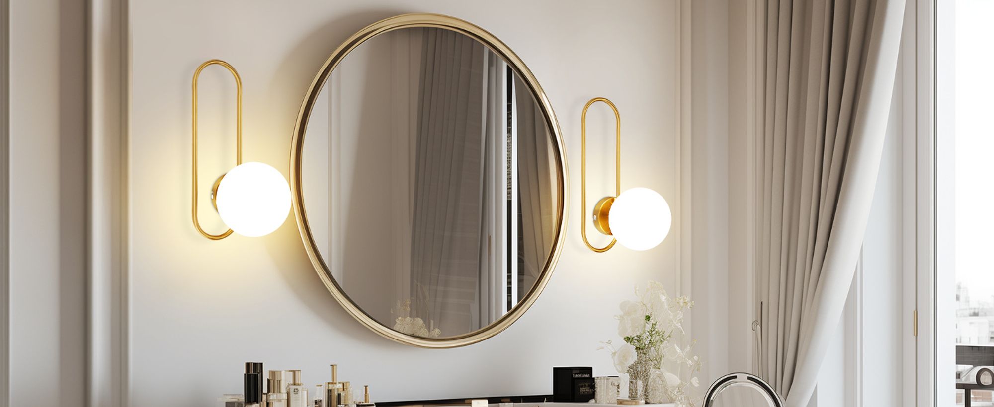 ZMH Wandleuchte Innen Wandlampe Flur Glas Schlafzimmer Wandbeleuchtung Gold Modern Flurlampe Wand Lampen E14 Glaskugel Retro Beleuchtung für Treppenhaus Bett Wohnzimmer Hotel Ohne Leuchtmittel