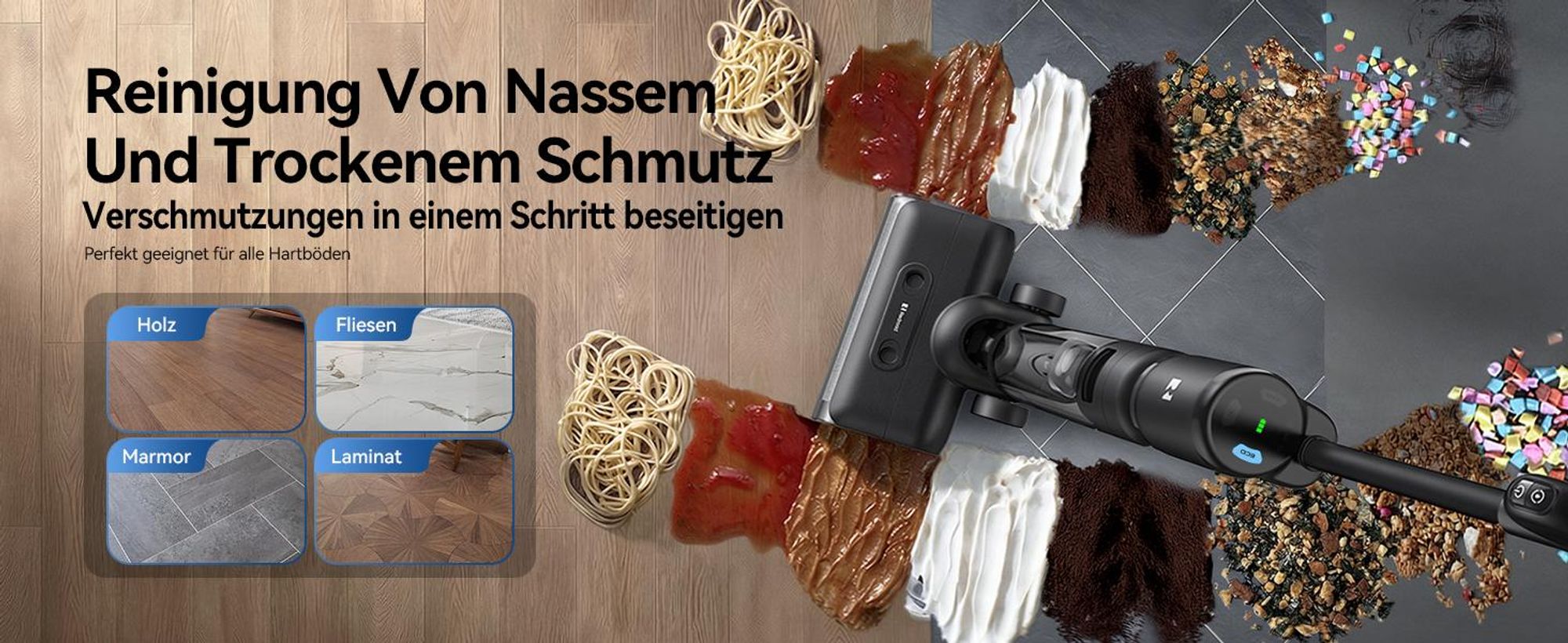 Nass-Trocken-Akkusauger 2026 Redkey W13 SE,23 kPa Saugleistung,75 Min Laufzeit,Selbstreinigend,Anti-Verhedderungs-System