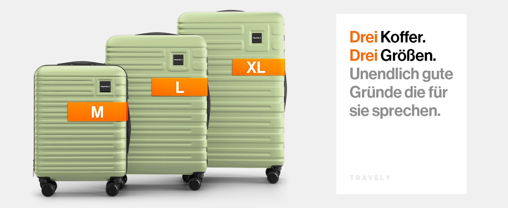TRAVELY Premium Koffer Set: 77cm, 67cm & 55cm Handgepäck Koffer in einem Set, sehr robuste Reisekoffer mit sanften Rollen & TSA Schloss, Reisekoffer, Koffer & Trolleys