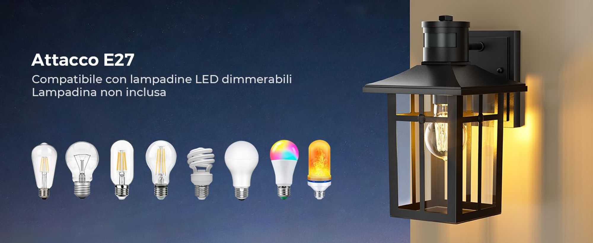 Lámpara exterior S'AFIELINA con sensor de movimiento, aplique de pared E27 para terraza, fachada, luz exterior negra, diseño vintage, juego de 2 unidades