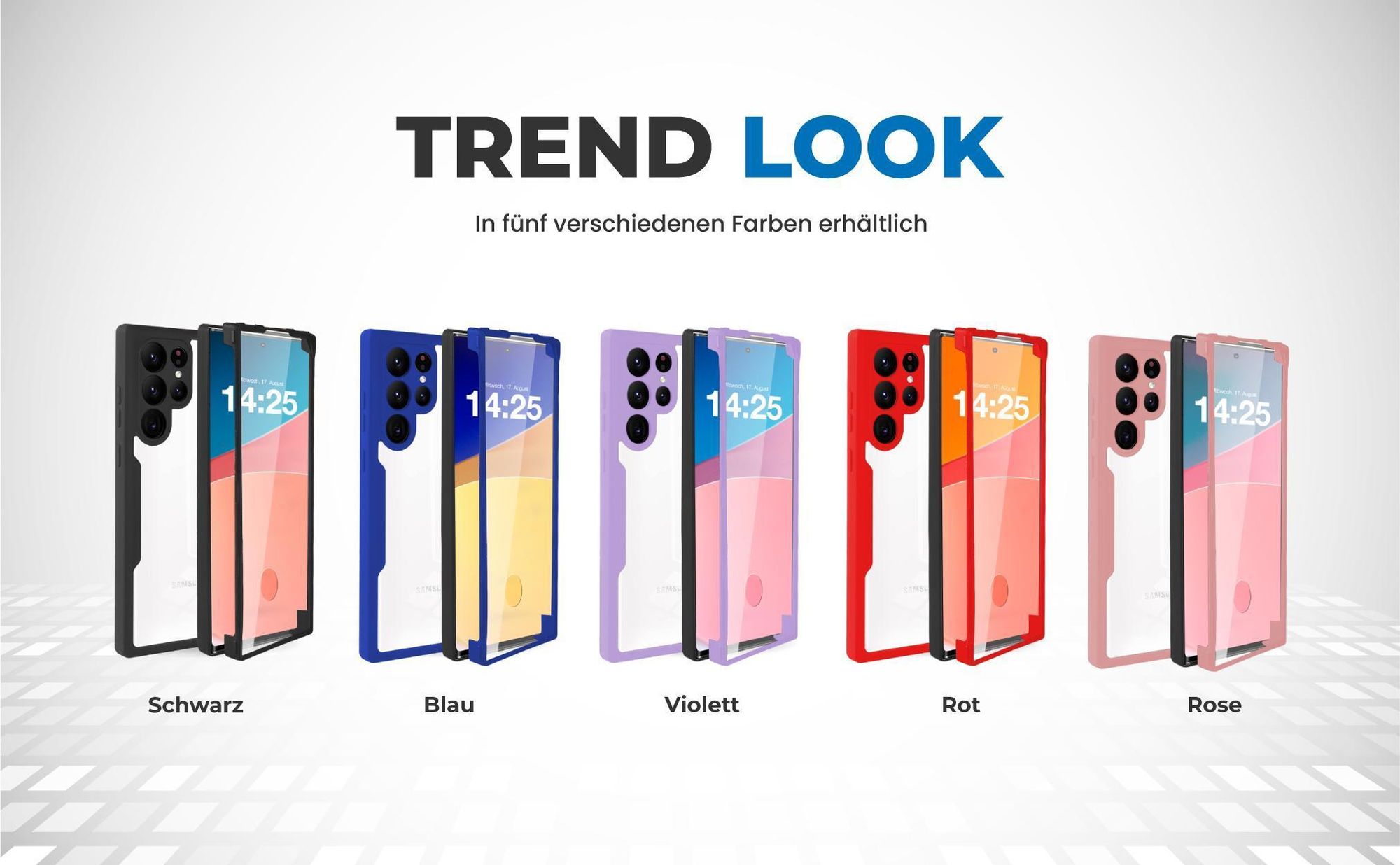 360 Grad Cover Front Back für Samsung Galaxy S24 Ultra in verschiedenen Farben