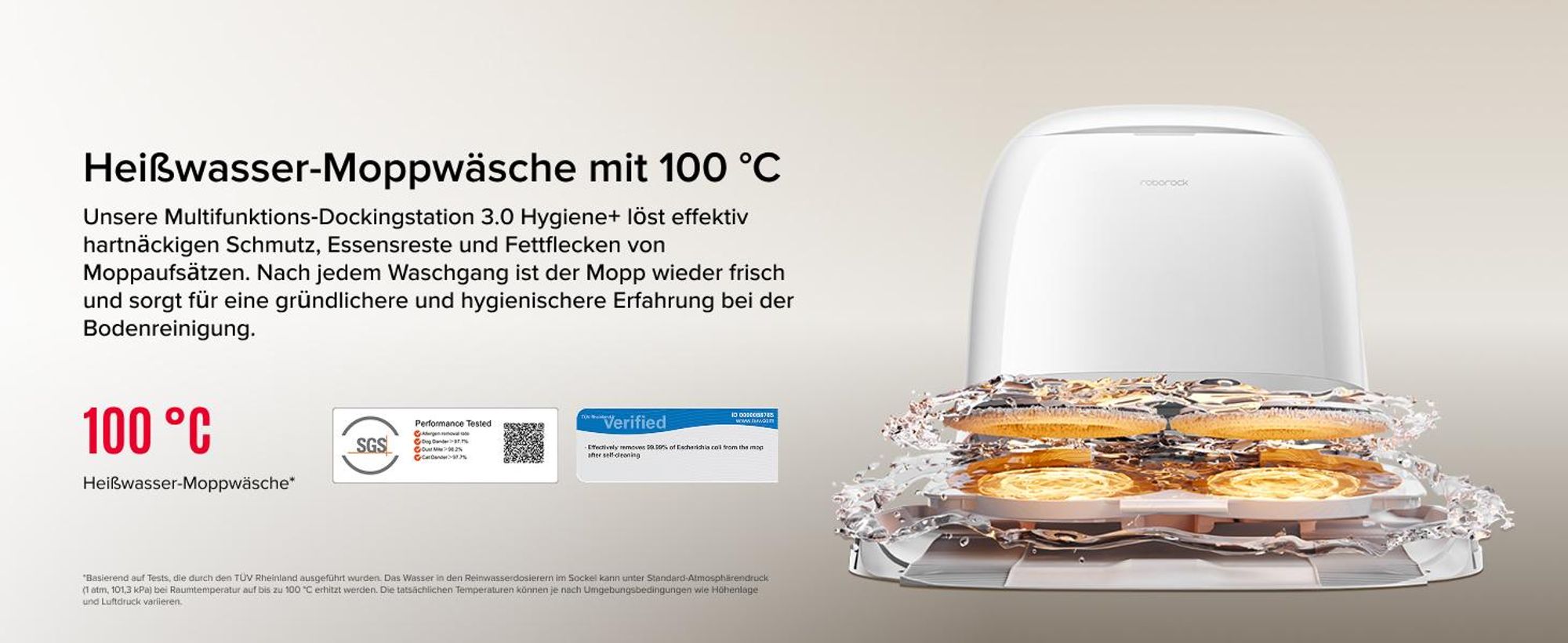 Roborock Qrevo Curv 2 Pro Staubsauger Roboter, 25.000 Pa Saugroboter mit Wischfunktion und Wischmopp-Hebefunktion, 100 °C Moppwäsche mit heißem Wasser