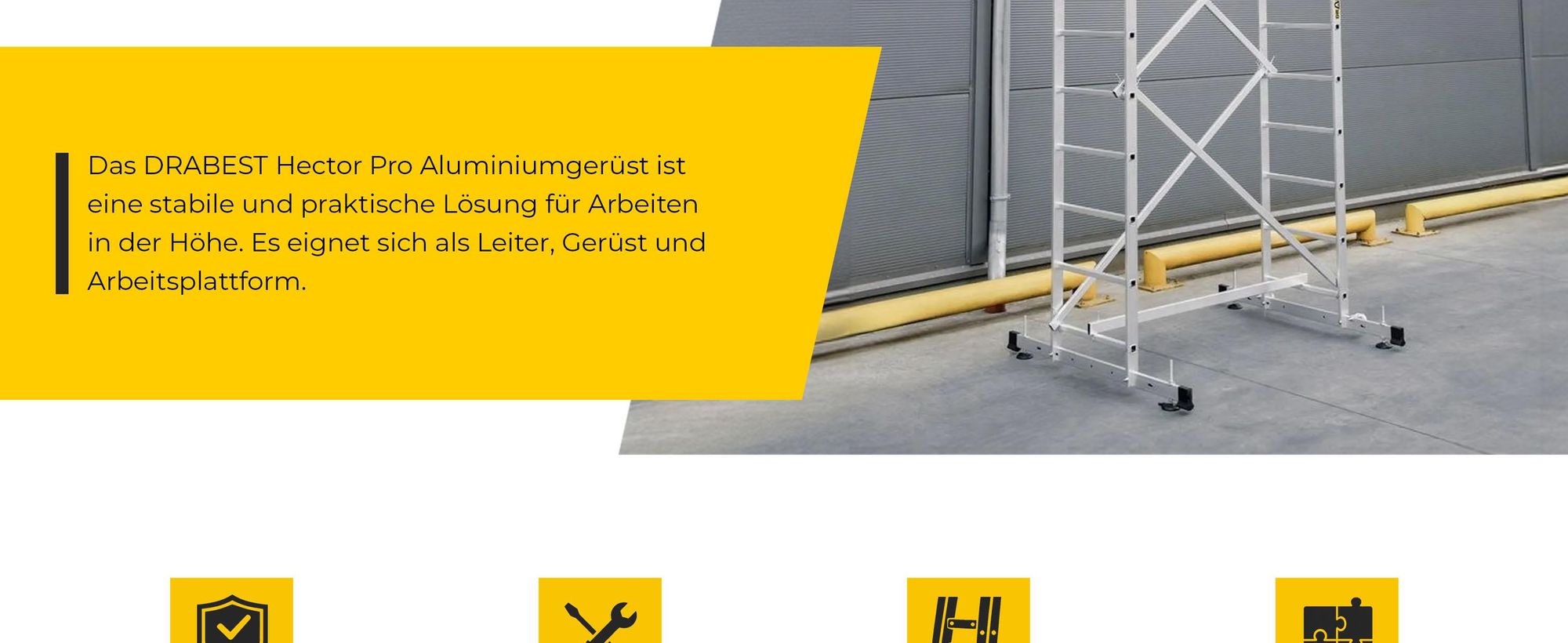 Drabest | Aluminiumgerüst - gerüst - Leitergerüst - leiter gerüst - bis zu 160kg  - alu gerüst - arbeitsplattform - plattform alu gerüst