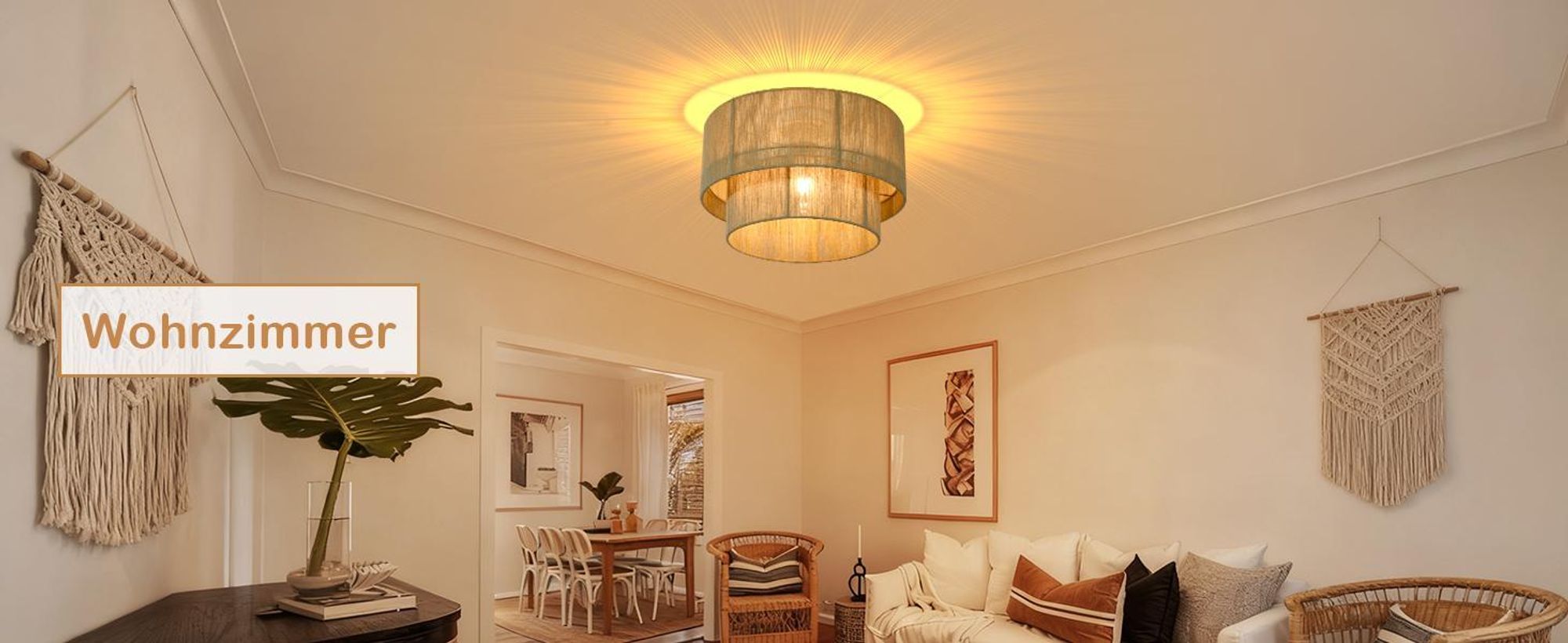 ZMH Stropní svítidlo Boho Stropní lampa Ložnice Ø40cm Vintage ložnicová lampa Kuchyňská lampa E27 objímka pro obývací pokoj, kuchyň, chodbu (bez žárovky)