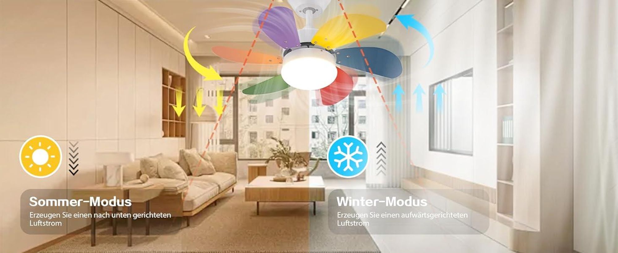 ZMH Stropní ventilátor se světlem a dálkovým ovládáním Tichý Úspora energie 6 lopatek 75 cm Časování 1H/2H/4H pro Obývací Pokoj Kuchyň