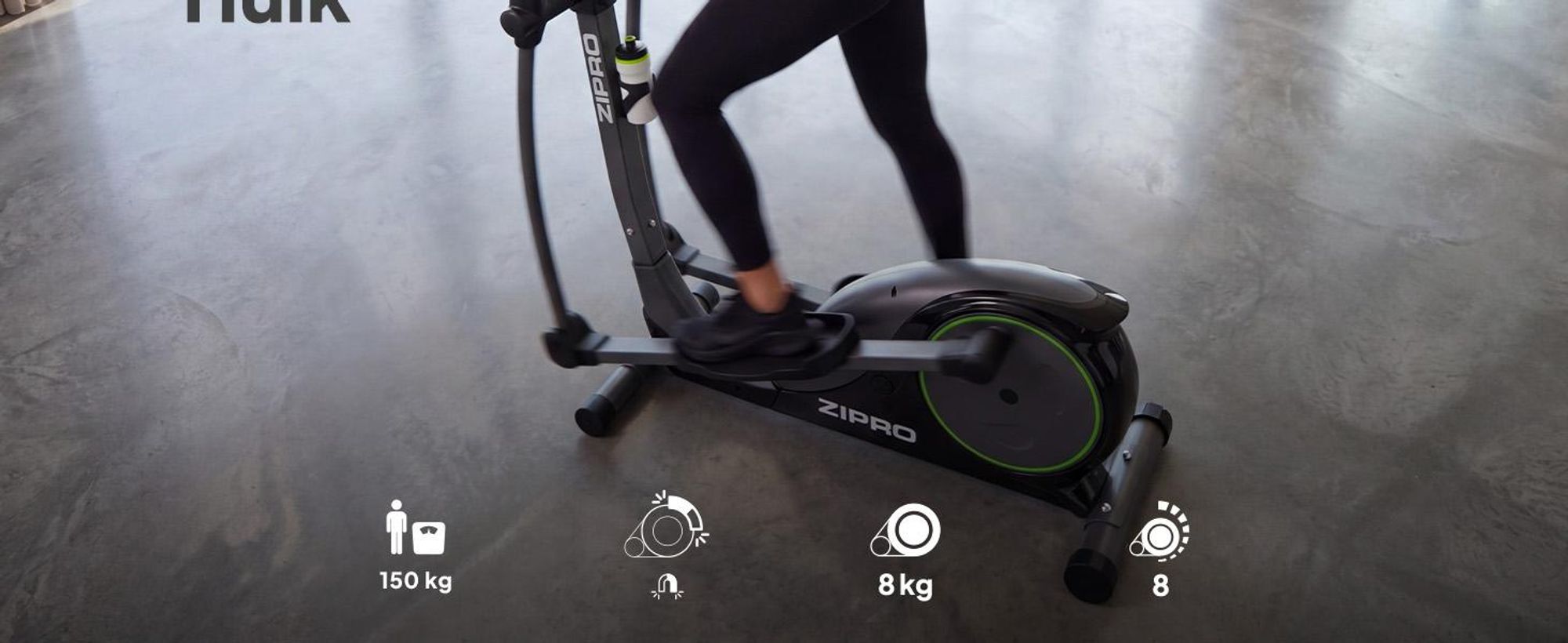 ZIPRO Crosstrainer Hulk Magnetischer Ellipsentrainer Heimtrainer für Zuhause bis 150kg Belastbar Fitnessgerät Leise 8 Stufen Pulssensor Tablet-Halter