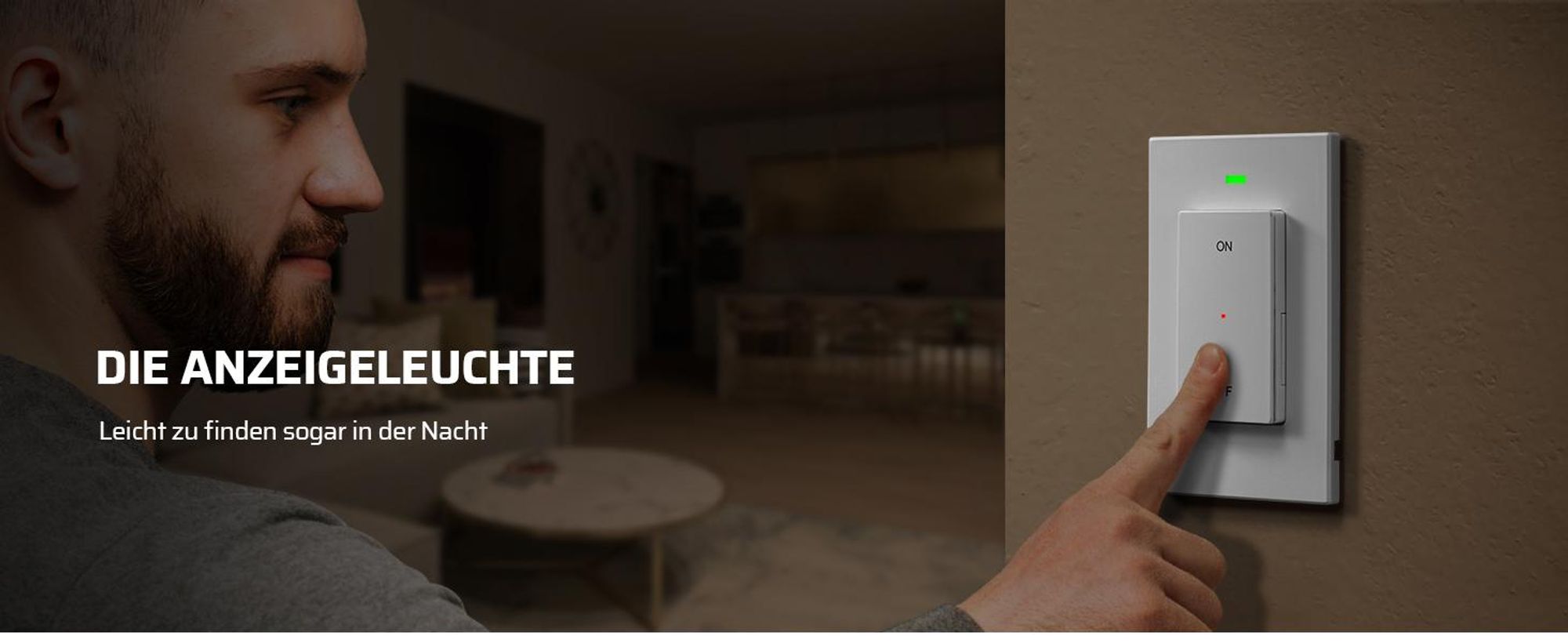 DEWENWILS Funkschalter 2er Set, Wandschalter, Funk Wandsender Licht 3000W, weiß