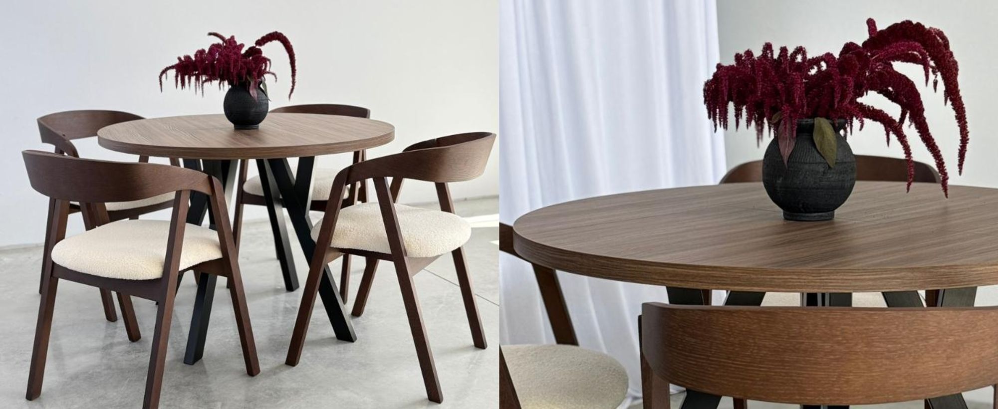 Runder Ausziehbarer Tisch für Esszimmer, PERO, Loft-Stil, Skandinavische, Durchmesser: 90 / 140 cm, Farbe: Weiß