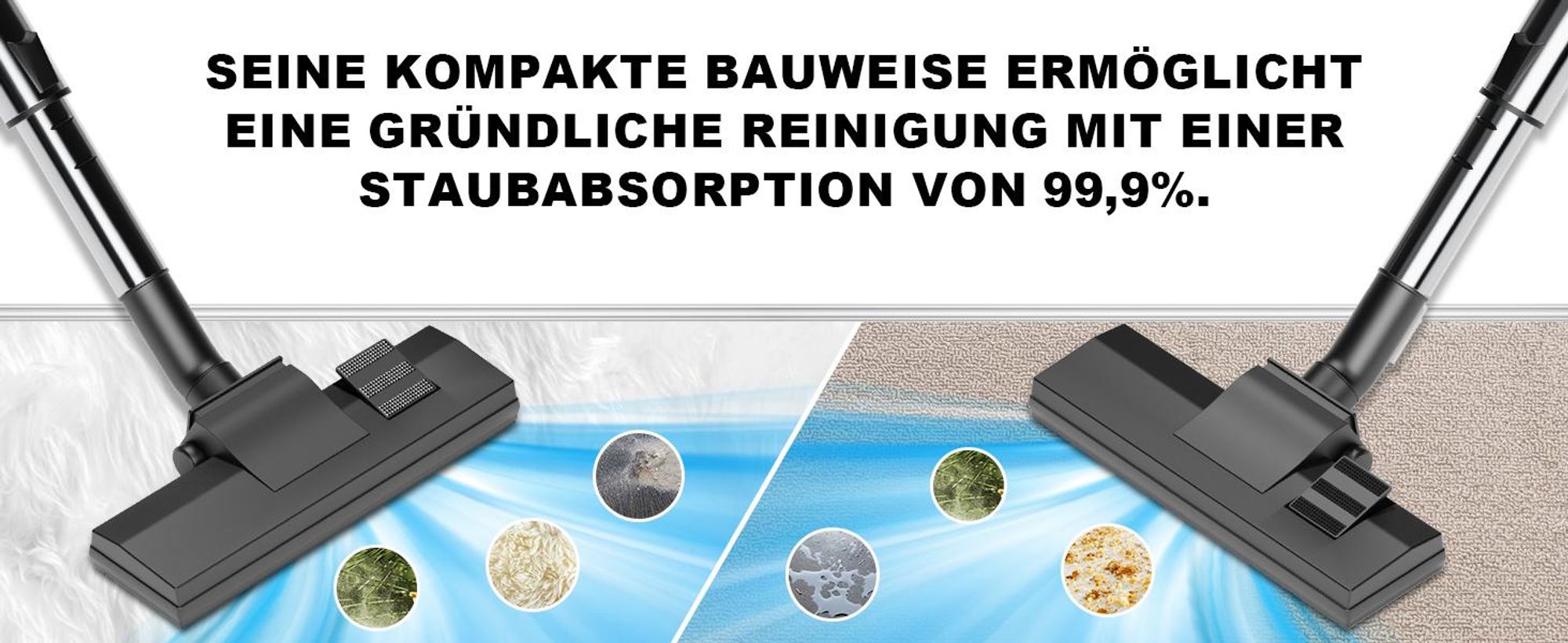 Staubsauger, Bodenstaubsauger, 1600W Beutelloser Staubsauger | 70dB | | HEPA Filter Bodendüse für Parkett, Teppich, Fliesenleistungsstarker