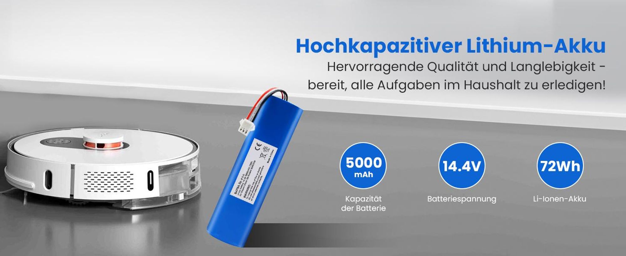 Battery  accumulator Roidmi Eve/H30 H18650CH-4S2P 5000mAh 14.4V 72Wh