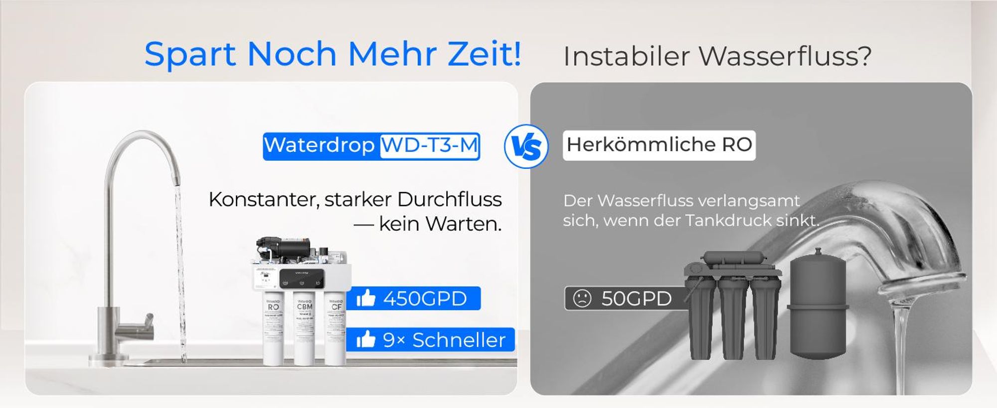 Waterdrop T3-M Remineralisierung Umkehrosmoseanlage, NSF/ANSI 372-, 9-stufiger RO-Wasserfilter, 450 GPD Tankloses Wasserfiltersystem