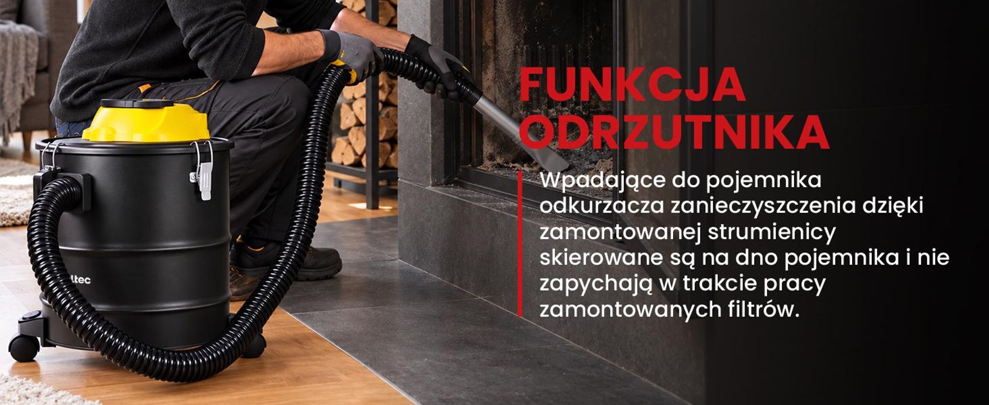 Odkurzacz do kominka popiołu przemysłowy 1800w 18l