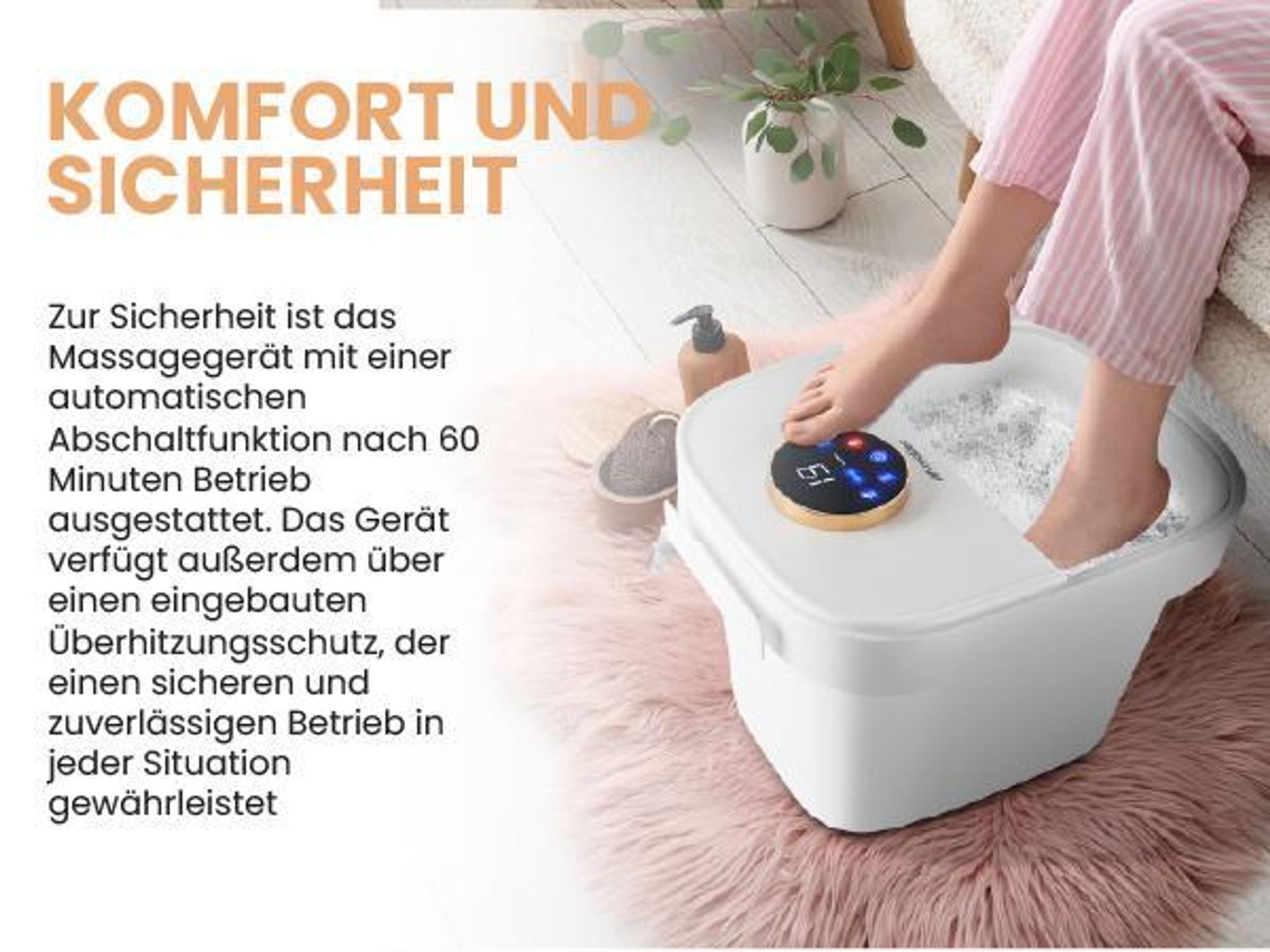 Fußsprudelbäder Wasserfußmassage Hydromassage MalTec PRO-Hydro500W 6 Massagerollen Timer Weiss Touchscreen LED