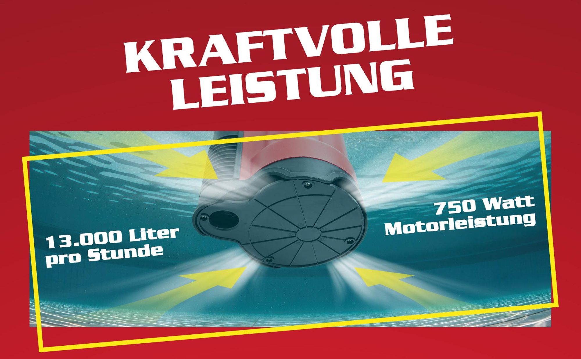 HECHT 3775 Schmutzwasserpumpe | integrierter Schwimmer | 750W | 13.000 l/h | 9m Förderhöhe