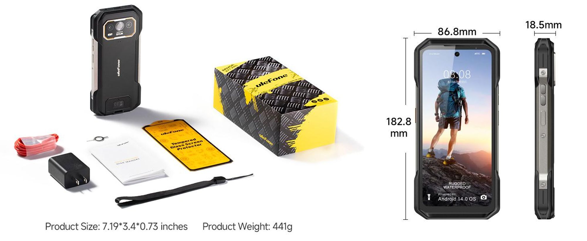 Ulefone Armor 27T Pro+ Outdoor Smartphone 5G Android 15 Handy 24GB+256GB/SD-2TB 10600mAh/33W, 6.78'' FHD+ 120Hz mit Wärmebildkamera, 64MP/GPS/NFC/OTG