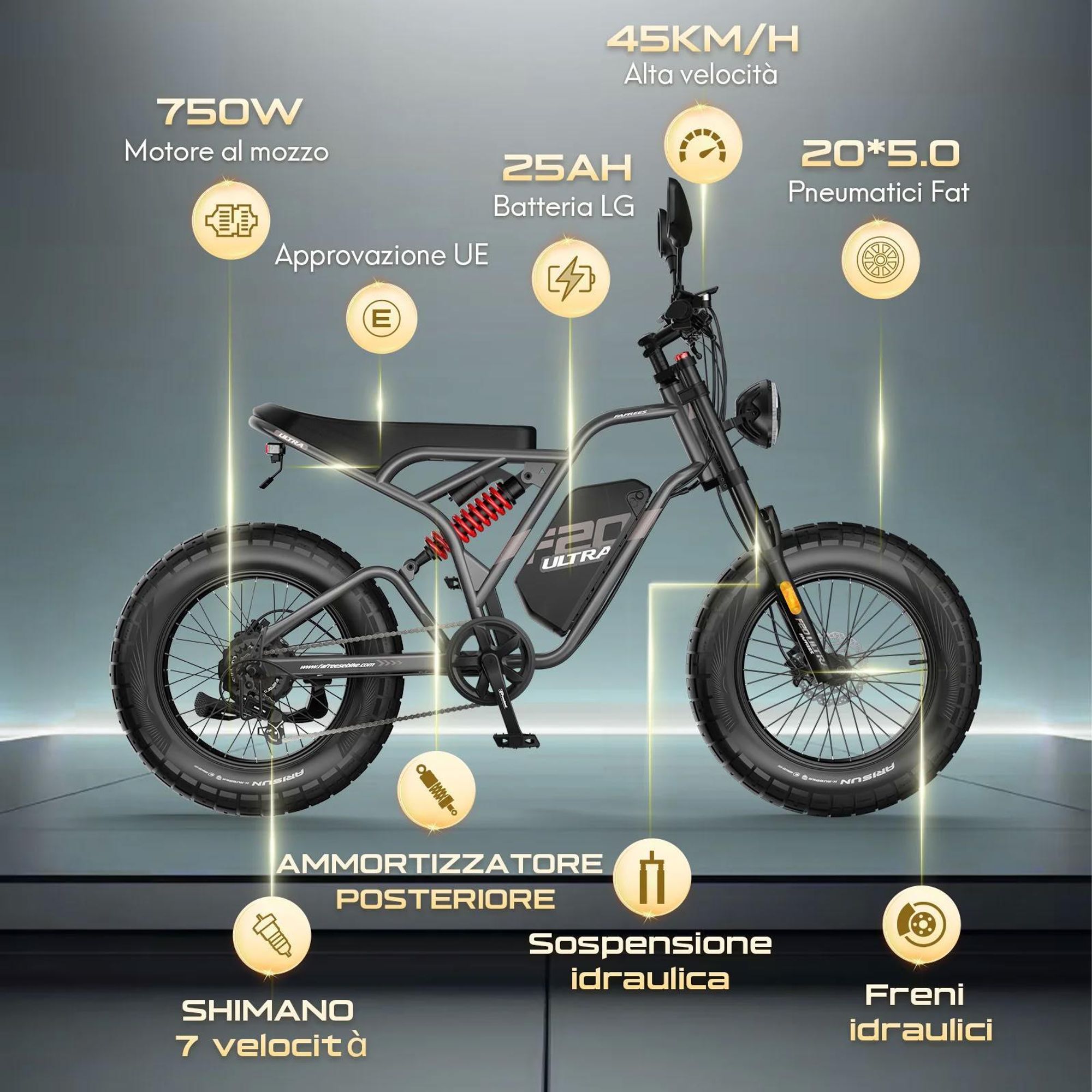 FAFREES F20 Ultra E-bike (Omologazione UE L1e-B) - Batteria 48V25AH Freni idraulici 20 Pollici Pneumatici - Nero