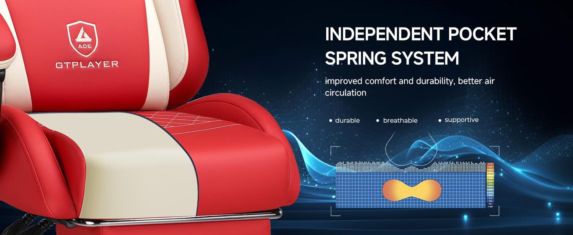 GTPLAYER Sedia da gioco, Sedia ergonomica per giocatori in Finto cuoio con supporto lombare, Sedia per PC con schienale allargato, Portata fino a 150 kg, Rosso