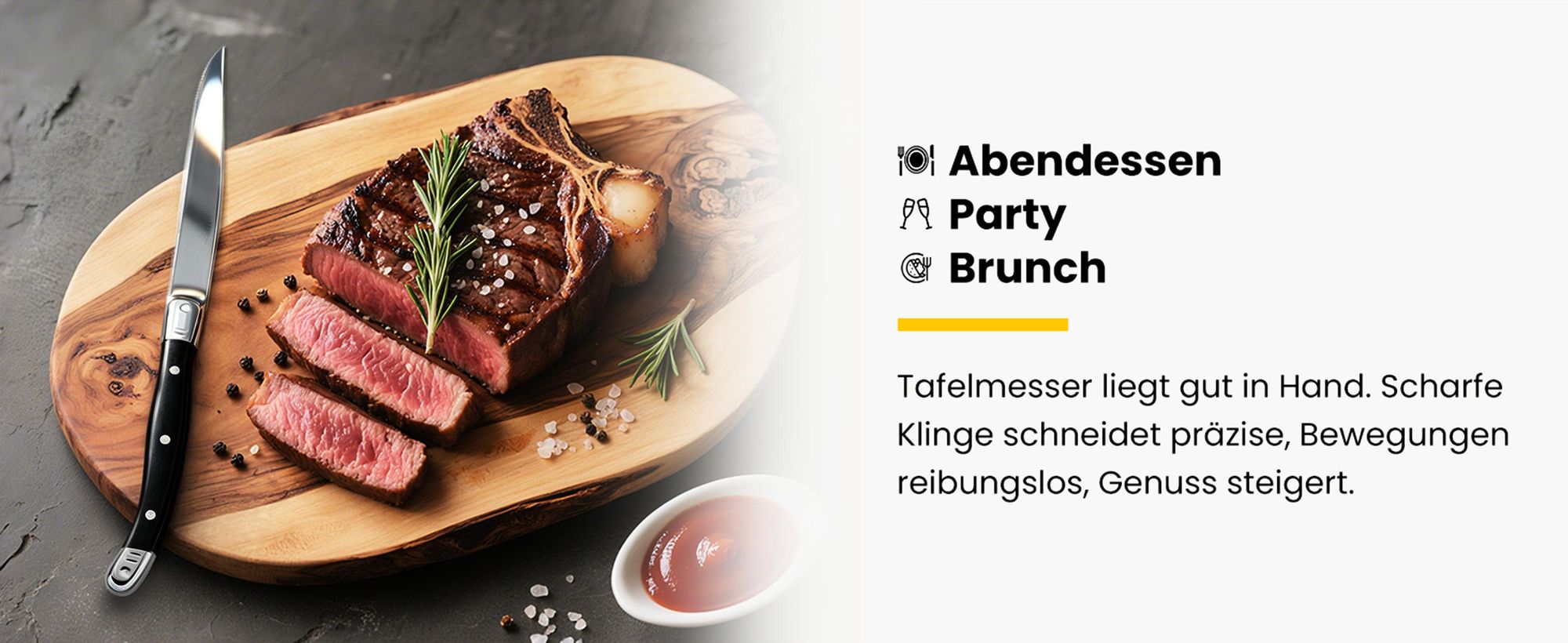 Besteck Set 6 Personen,12-tlg Steakbesteck,Edelstahl Besteckset,Cutlery Set mit 6 Steakmesser und 6 Gabeln,Essbesteck