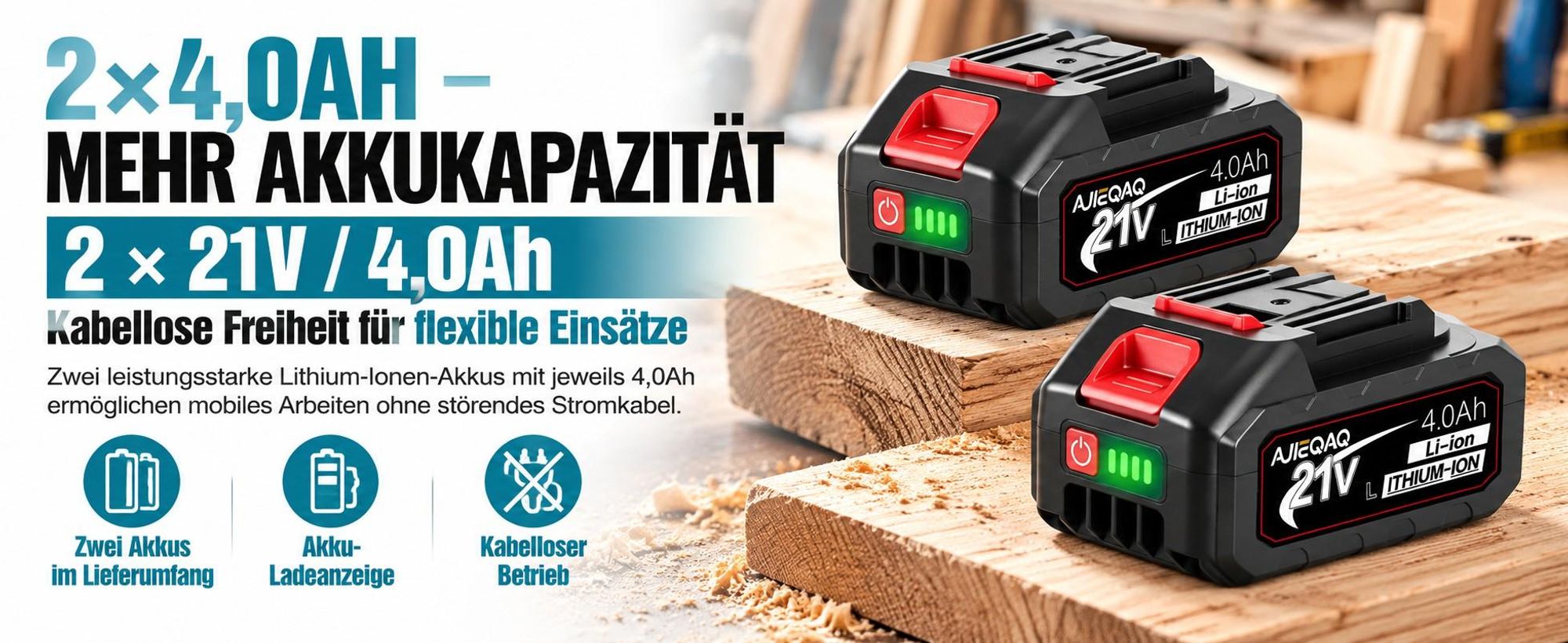 Akku-Handkreissäge 21V 2000W Brushless, 125mm Mini Kreissäge mit 2×4,0Ah Akkus, 10800 U/min, 45mm Schnitttiefe, 0–45° einstellbar, 3 Sägeblätter