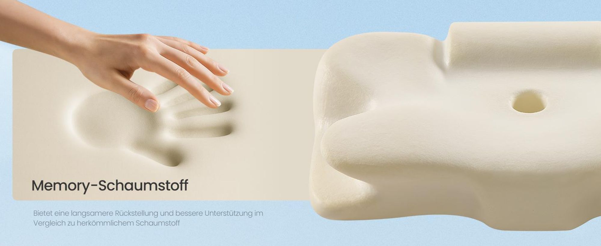 SONGMICS Kopfkissen, Kissen ergonomisch, Nackenkissen kühlend, höhenverstellbar, Memory Foam Kissen, weiß-grau