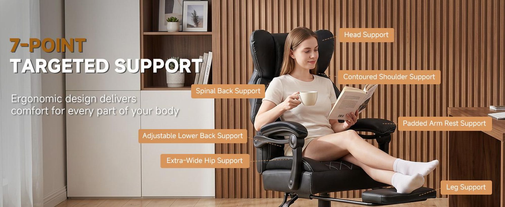 GTPLAYER Gaming stoel, ergonomische bureaustoel met voetsteun en lendensteun, hoge rugleuning, comfortabele stoel voor grotere mensen, brede computerstoel, in hoogte verstelbaar