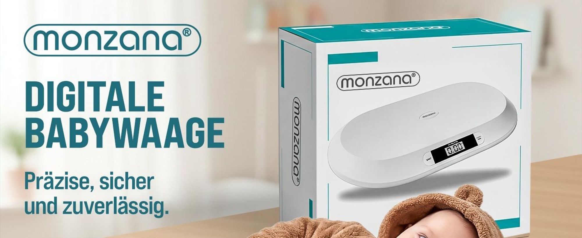 MONZANA Digitale Babywaage bis 20 Kg Säuglingswaage mit Tara-Funktion